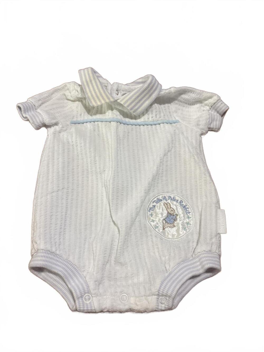 Vintage Baby White Peter Rabbit Romper with Collar Boys size 3 months Y2K
